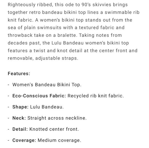 Nwt Billabong Tanlines Lulu Bandeau Bikini Top - Picture 5 of 13